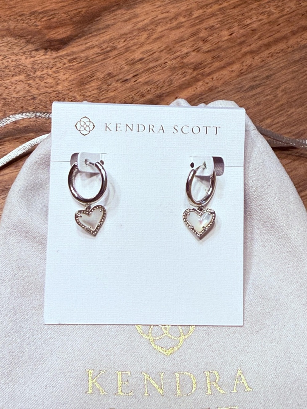 Kendra Scott Silver Heart Drop Huggie Earrings